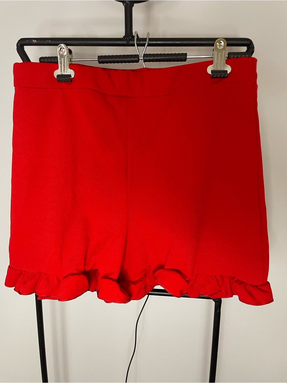 PrettyLittleThing Bright Red Ruffle Hem Skort